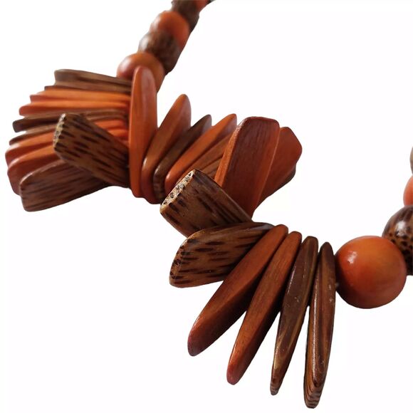 Wooden Beads Necklace and Bracelet Set Womens Jewelry Set Beachy Boho - Picture 4 of 5